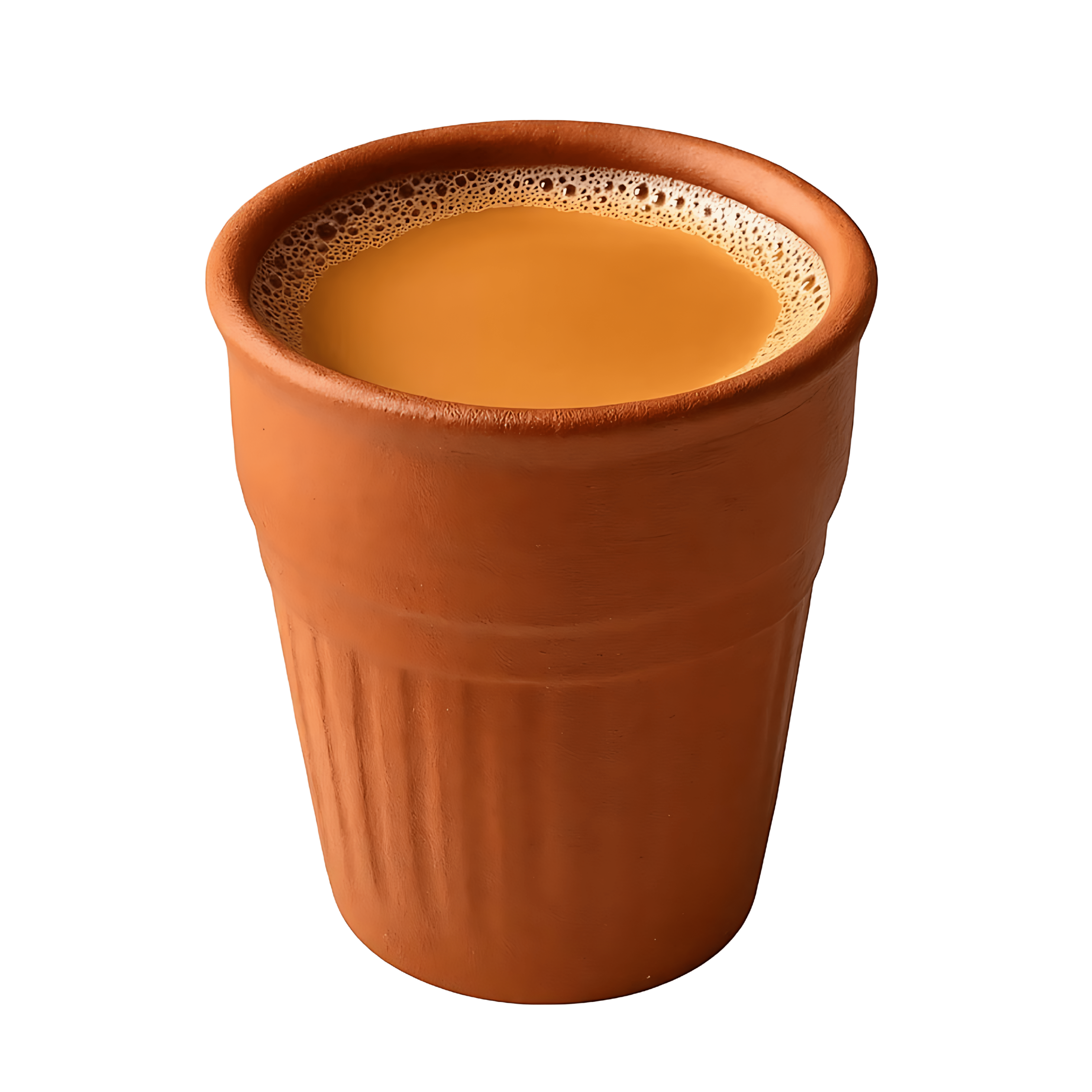Hot chai in clay kulhad with steam